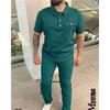 Mens Casual Athletic Short Sleeve T Shirt And Long Pants Two Piece Set