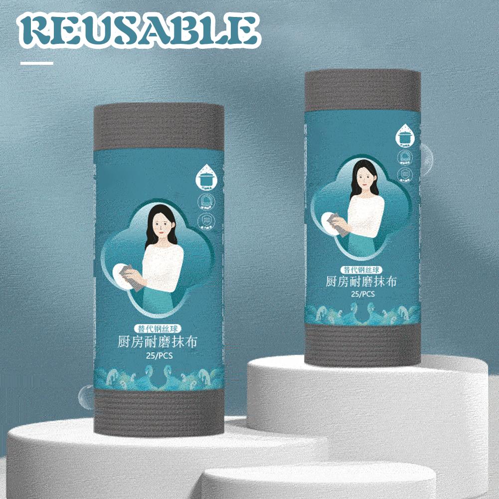 

1/3/5/10 Roll Disposable Kitchen Wear Resistant Cloth Wire Ball Brush Alternatives Reusable Non-stick Oil Dish Cleaning Rag 1 roll зелений