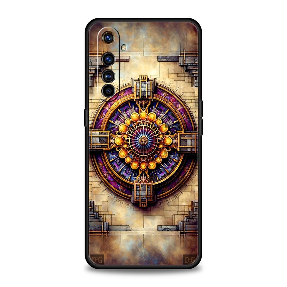 Retro Circular Totem Design Soft TPU For Realme 13 12 11 10 9 Pro Plus GT3 GT2 C21 C25 C35 C53 C55 C67 Pro 5G Phone Case Cover