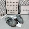 Vintage Style Denim Closed Toe Slides Women Non Slip Outdoor Birken Sandals