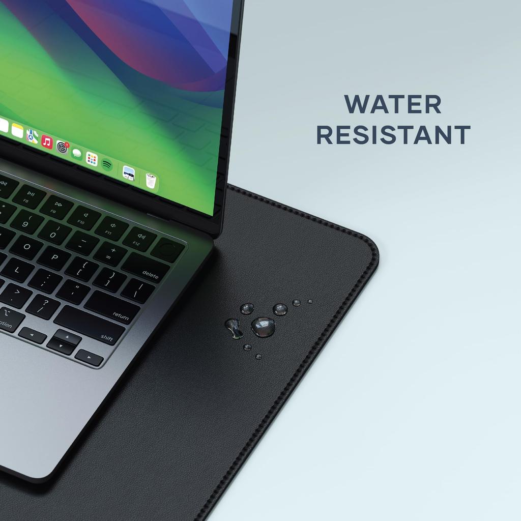 SATECHI Vegan Leather Desk Mat, Double-Sided Large Mouse Pad, Waterproof Leather, for Gaming, Office, and Remote Work (68 x 31.5 x 0.3cm) (Black)