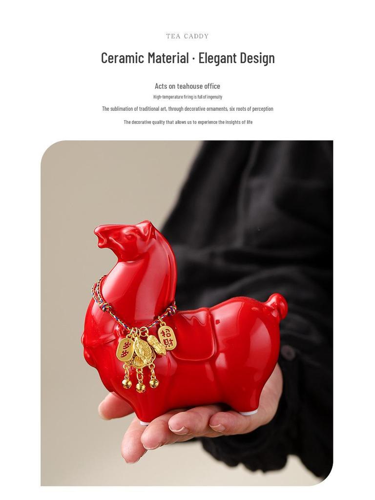 Year of the Horse Ceramic Tea Pet Ornament - Tang Horse Tea Ceremony Desktop Decor