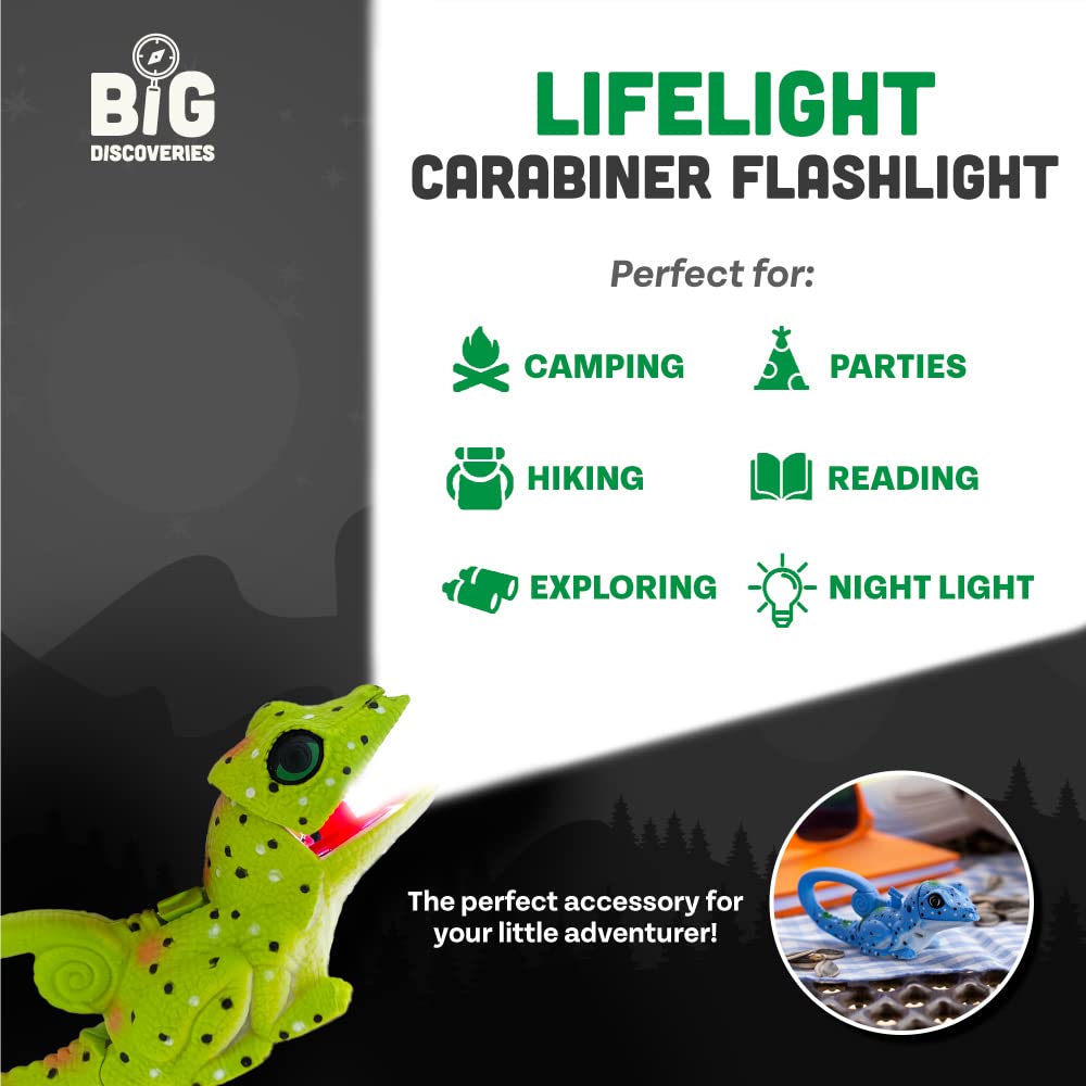 Sun Company LifeLite Animal Carabiner Flashlight Small Animal Keychain Flashlight One Size Green Lizard for and Camping Kids, Nursing,
