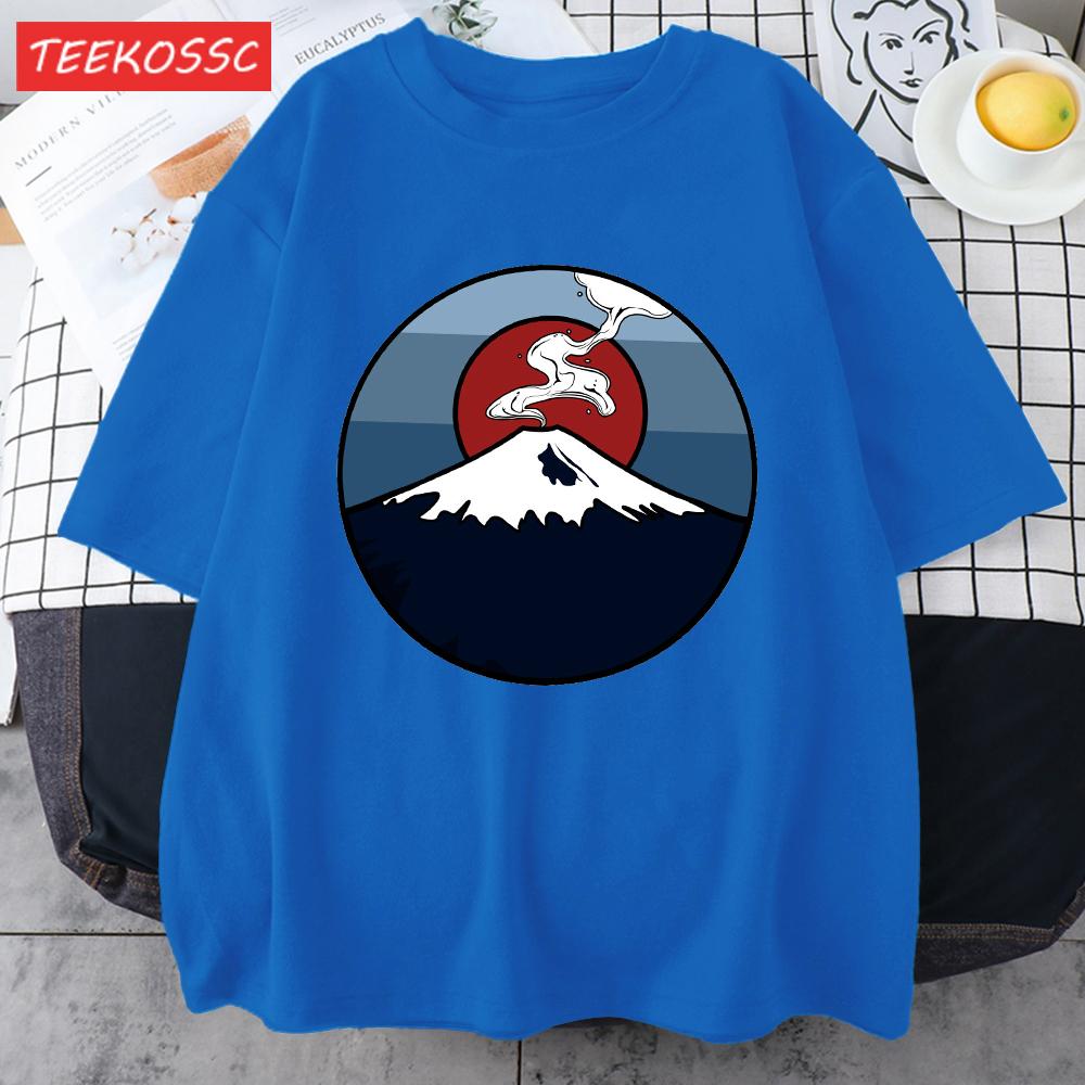 Fuji Volcano Japan Mount Fuji Men Retro T Shirt Casual Loose TShirt Trendy Cotton Clothing Summer Unisex Crewneck Short Sleeve