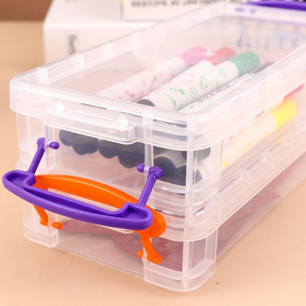 Simple Transparent Pencil Case Large Capacity Multi Functional Pencil Box Plastic Thickened Tool Box School Supplies