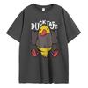2024 Summer New Men's 100% Cotton Duckling English Letter Print High Quality Casual Street Gym Fashion Round Neck Top S-4XL
