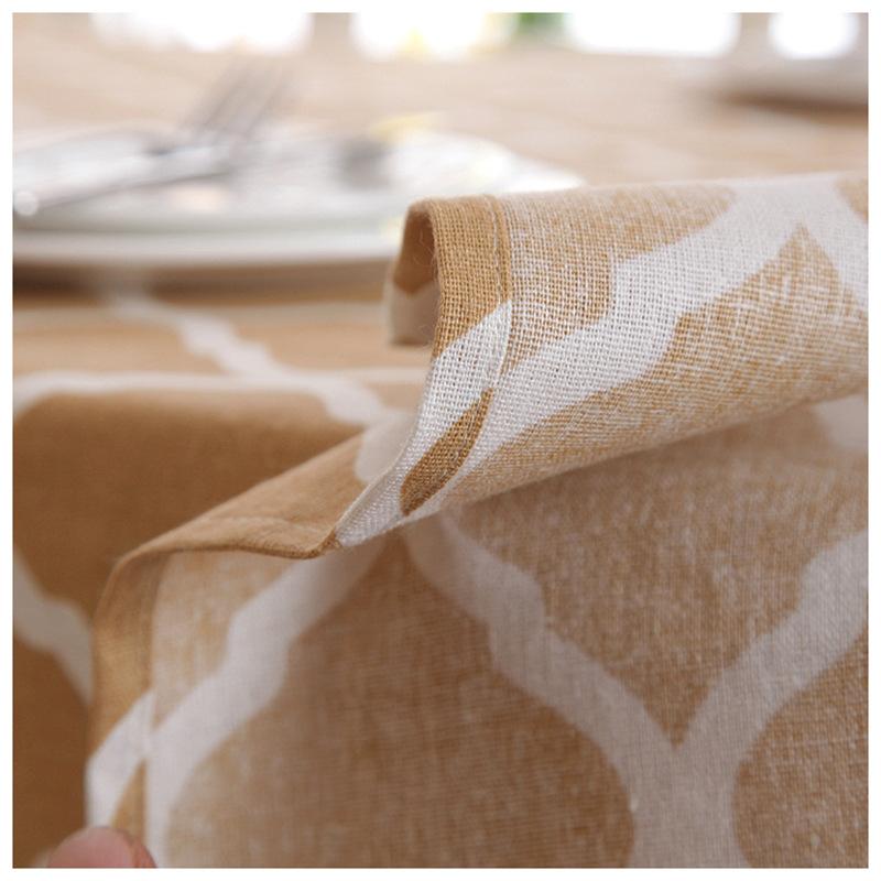 Polyester Cotton Tablecloth Modern Simple Geometric Rhombus Lace Edge Yellow Coffee Table Tablecloth Dining Table Cloth