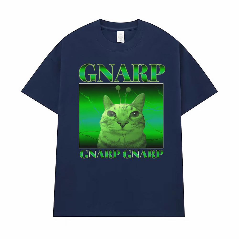 Silly Alien Graphic Gnarp Cat Meme Print T-Shirt Men's Clothing Y2K Vintage Classic T Shirt Unisex Short Sleeve Oversized TShirt