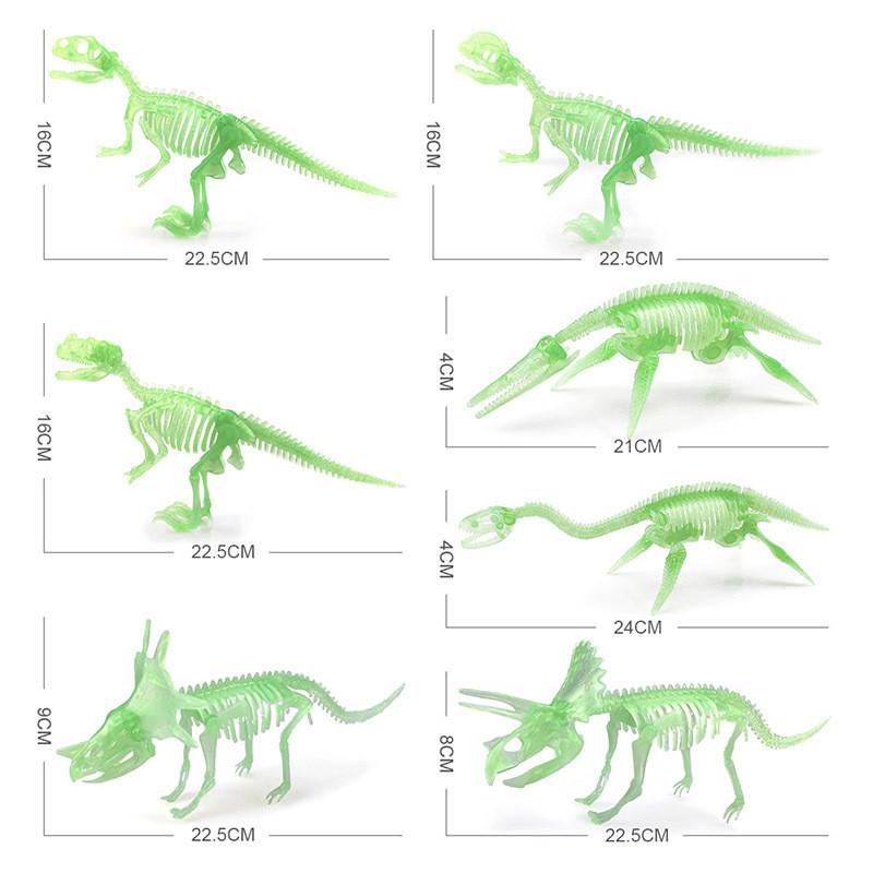 Classic Glow In The Dark Dinosaur Fossil Models Including T-rex Triceratops Plesiosaur And More