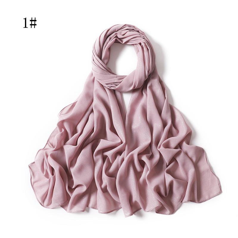 New Style Women's Silver Pearl Chiffon Long Scarf