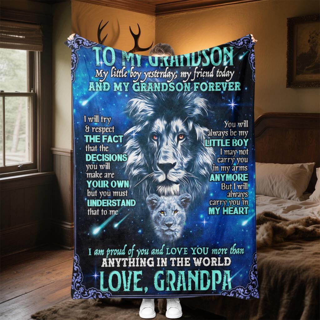 Love Blanket Grandson Plush Blanket Soft Comfortable All Seasons Perfect Sofa Office Naps Outdoor Travel Makes Great Gift
