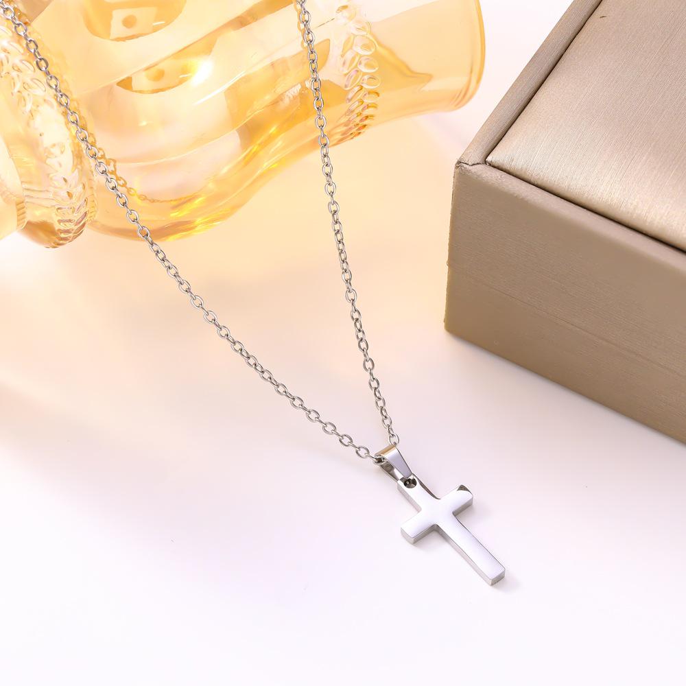 Trendy Unisex Hip Hop Cross Pendant Stainless Steel Necklace