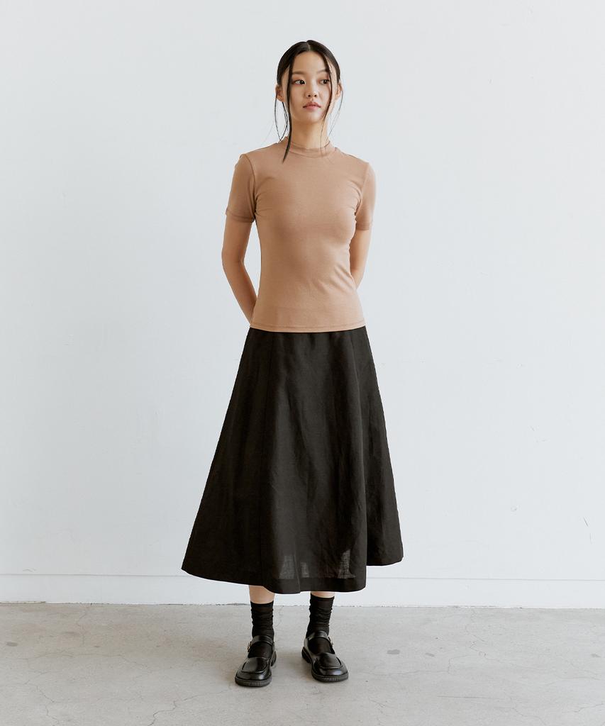 WEREVE Back Label Slim T-Shirt_Brown