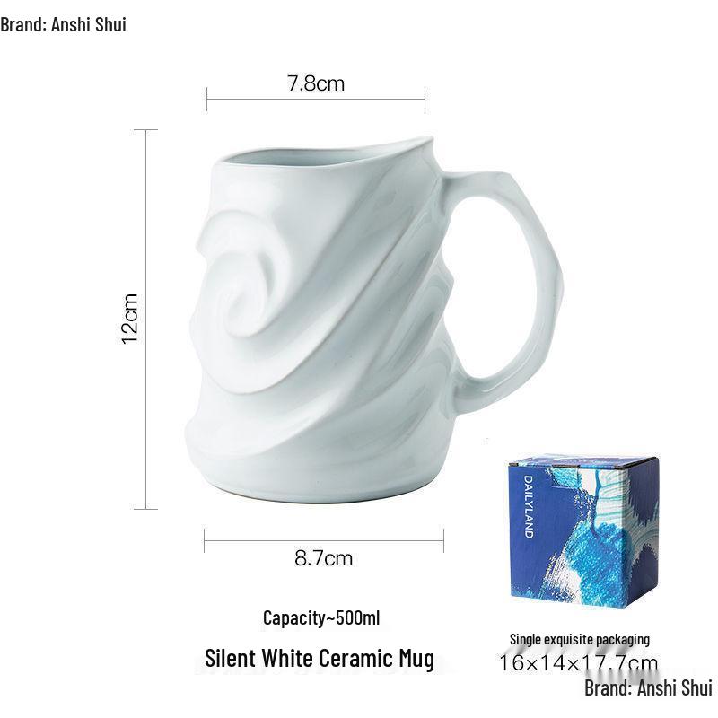 High Aesthetic Retro Ceramic Mug – Embossed, Trendy & Personalized, Large Capacity Default Option