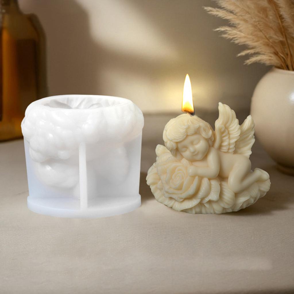 Flexibel Ängelros Aromaterapi Ljus Silikonform Och Snäcka Ängel Doftsten Hantverkssats För Heminredning