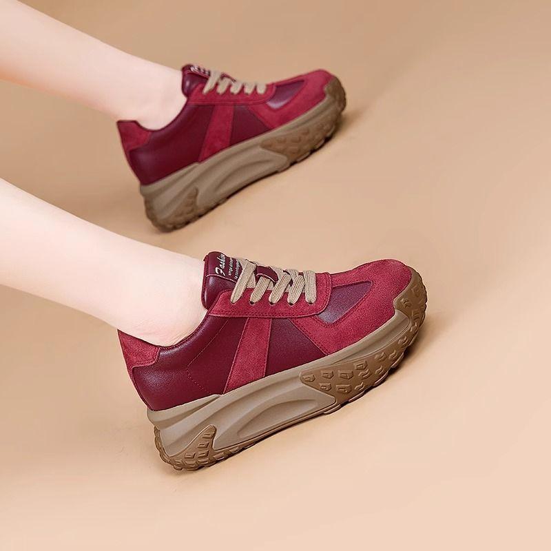 High on Platform Sneakers Shoes for Women Red Round Toe Woman Footwear Spring Autumn 2025 New Quality Stylish Y2k Fashion Sale