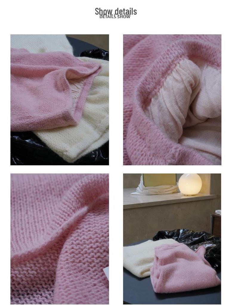 Louvre Spódnica A-line z dzianiny moherowej w stylu koreańskim - Lekka, puszysta, długa spódnica z wysokim stanem dla kobiet