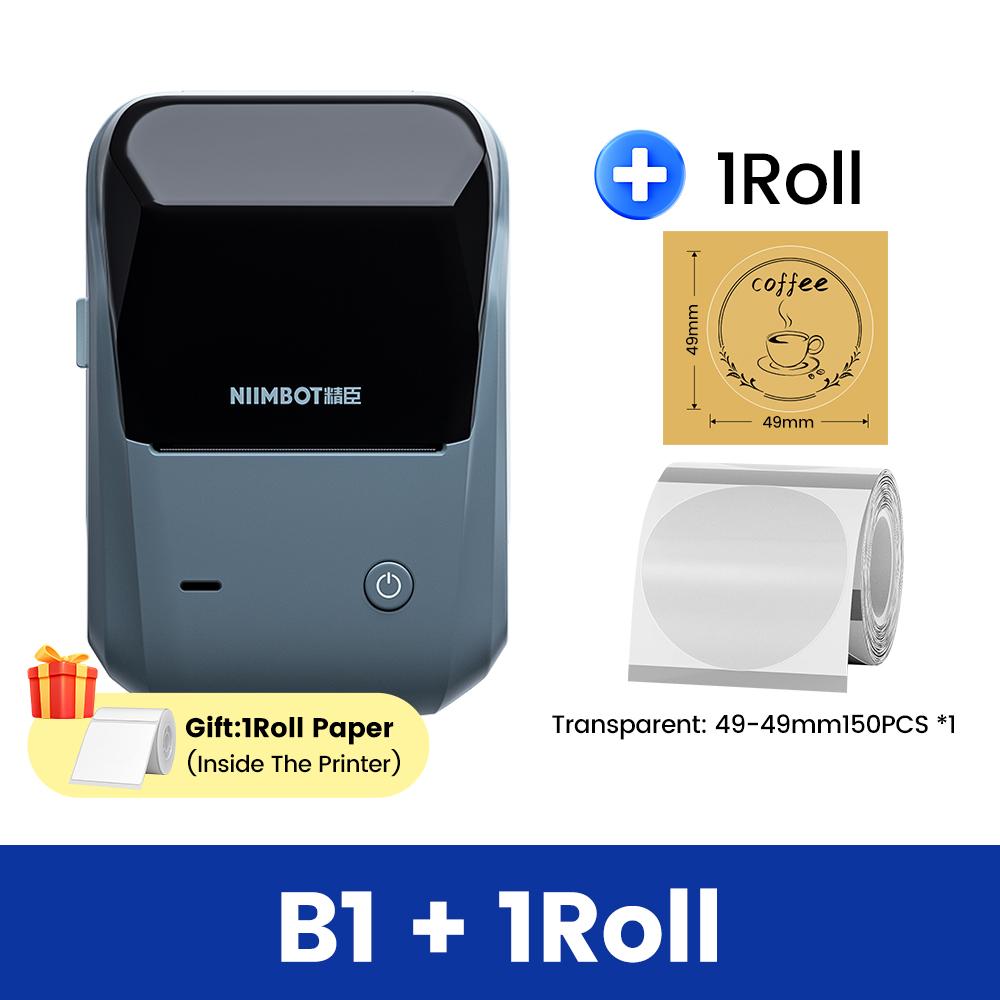 Niimbot B1 Wireless Label Maker White Color Transparent Clear Round Adhesive Sticker Business Bluetooth Labeling Printer Paper