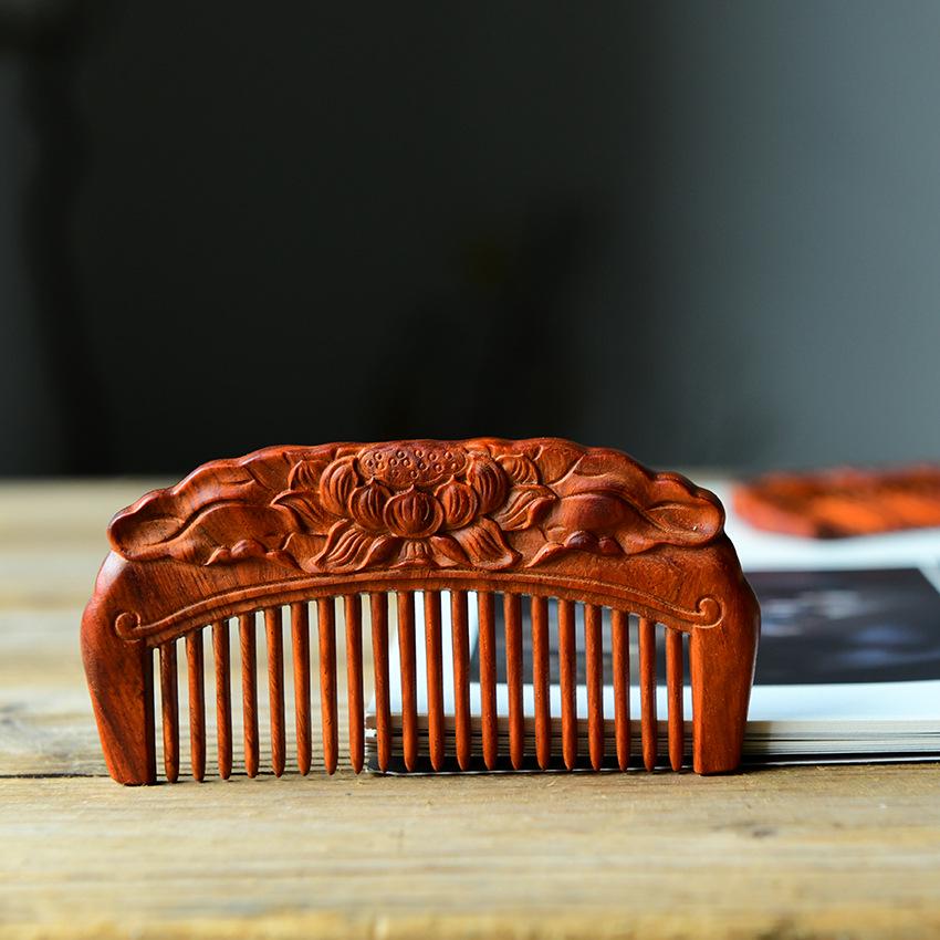 Exquisite Hand-Carved Indian Rosewood Double-Sided Comb Gift Set with Custom Engraving