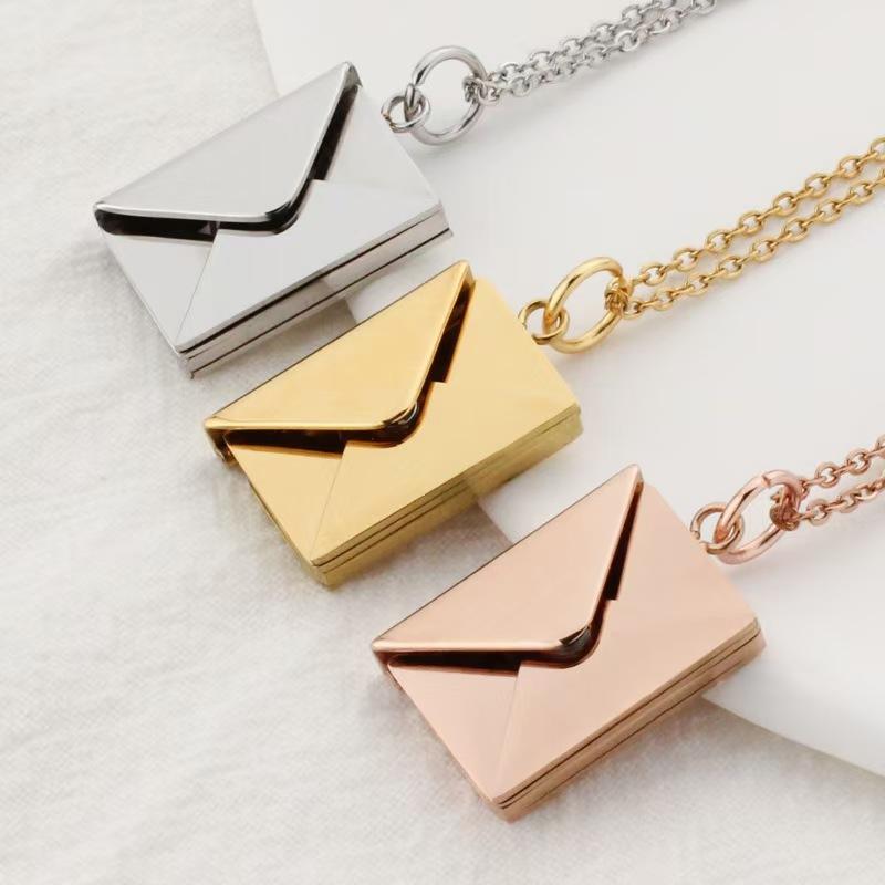 1Pcs Customized Stainless Steel Jewelry Confession Love You For Valentine Day Gift Love Letter Envelope Pendant Necklace