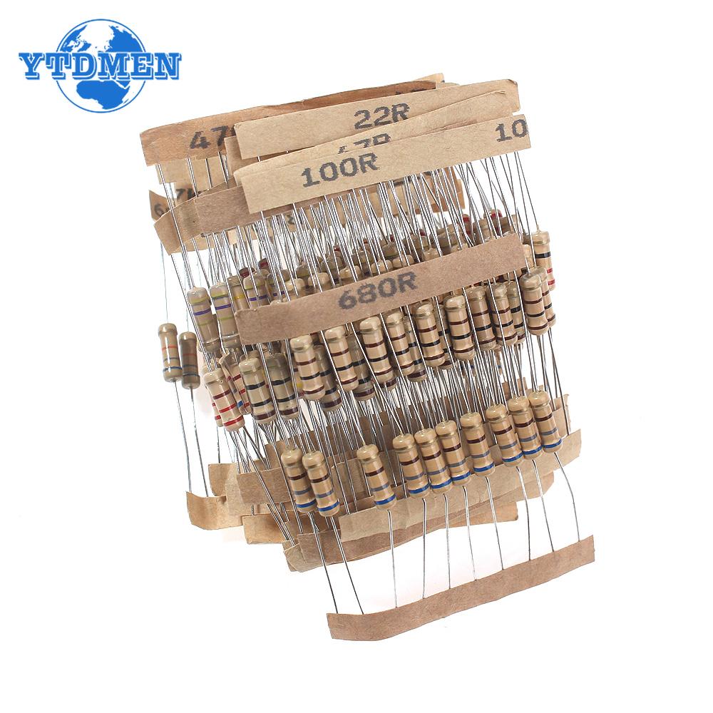 200PCS 1W Resistors Kit 5% Carbon Film Resistor 20values*10pcs 10 Ohm ~1M 6.8K 10K 22K 47K 68K 1M Resistance Set