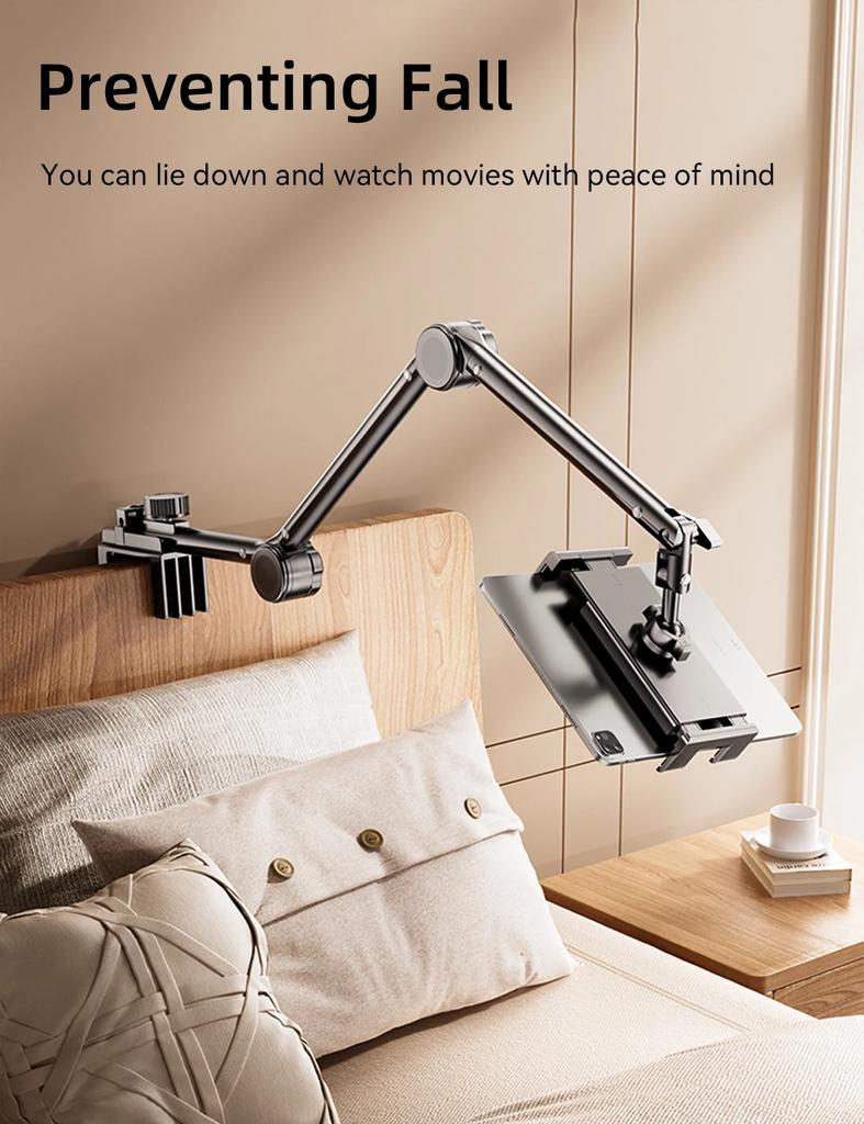 Yatak için Tablet Braketi iPad Standı 360° Dönen Yatak Tablet Montaj Standı 90cm Metal Kol ile 4.7~12.9 inç Telefon Tablet Tutucu İçin