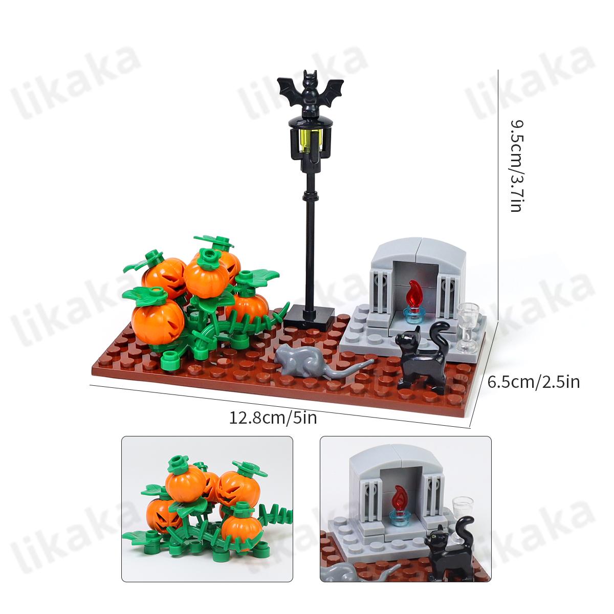 MOC Хэллоуин Строительные Блоки Наборы Игрушек Тыква Надгробие Летучая Мышь Уличные Фонари Старое Дерево Блоки Игрушки для Мальчиков Детские Подарки