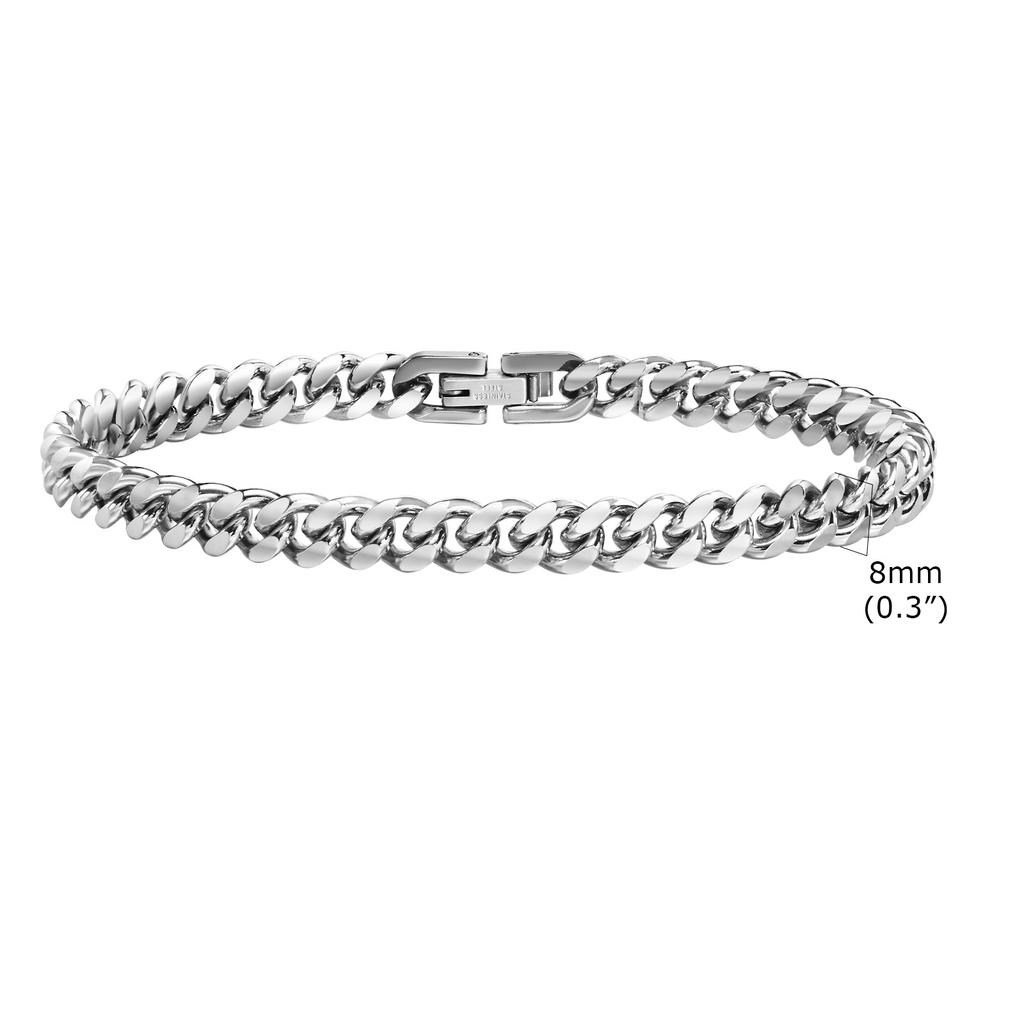 Vnox 18cm/20cm/22cm Stainless Steel Bold Cuban Bracelets for Men Women,6mm/8mm/10mm/12mm Width Miami Curb Links Wristband Gift