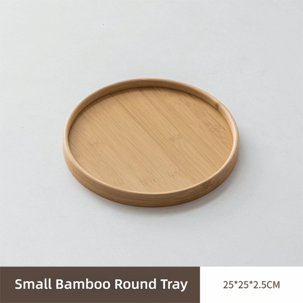 Wooden Serving Tray Round Food Bread Pan New Dessert Pallet Breakfast Dinner 25cm