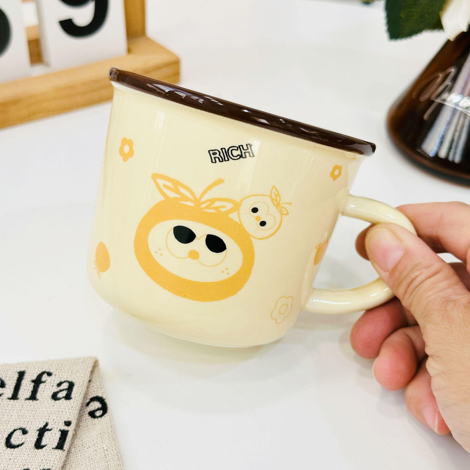 

Расписанная вручную летняя кружка для прохладных фруктов, офисная керамическая чашка высокой ценности с крышкой, домашняя парная чашка для воды 400ML