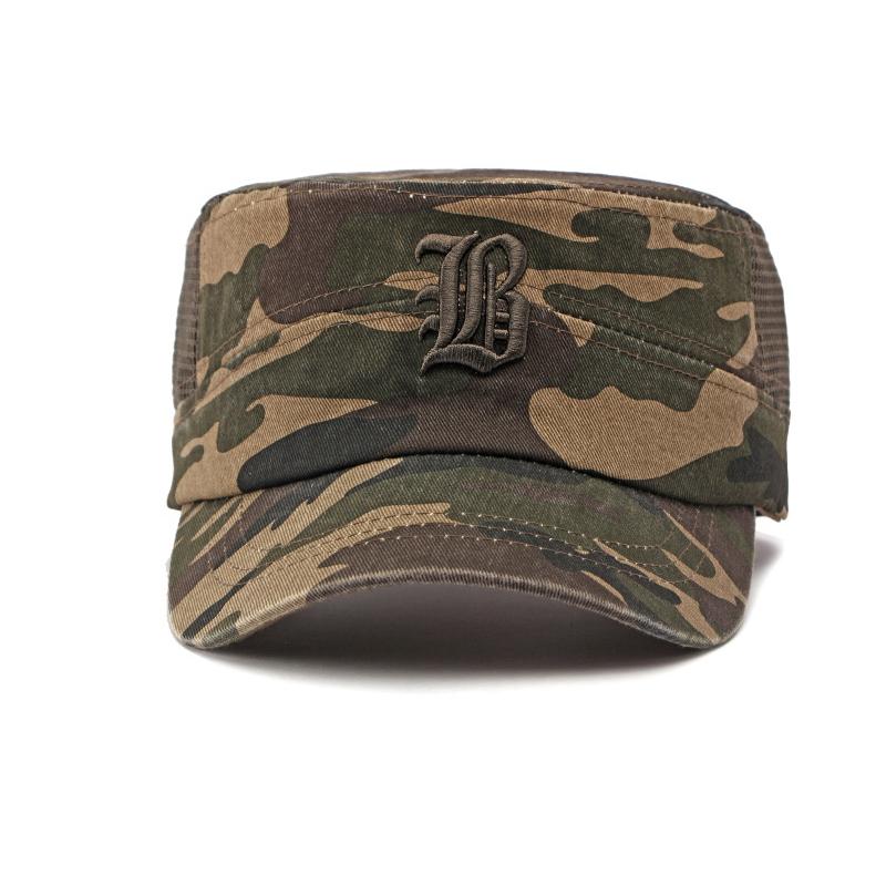 Men Cotton Camouflage Flat Top Hat Spring Summer Sun Protection Sun Hat Cap