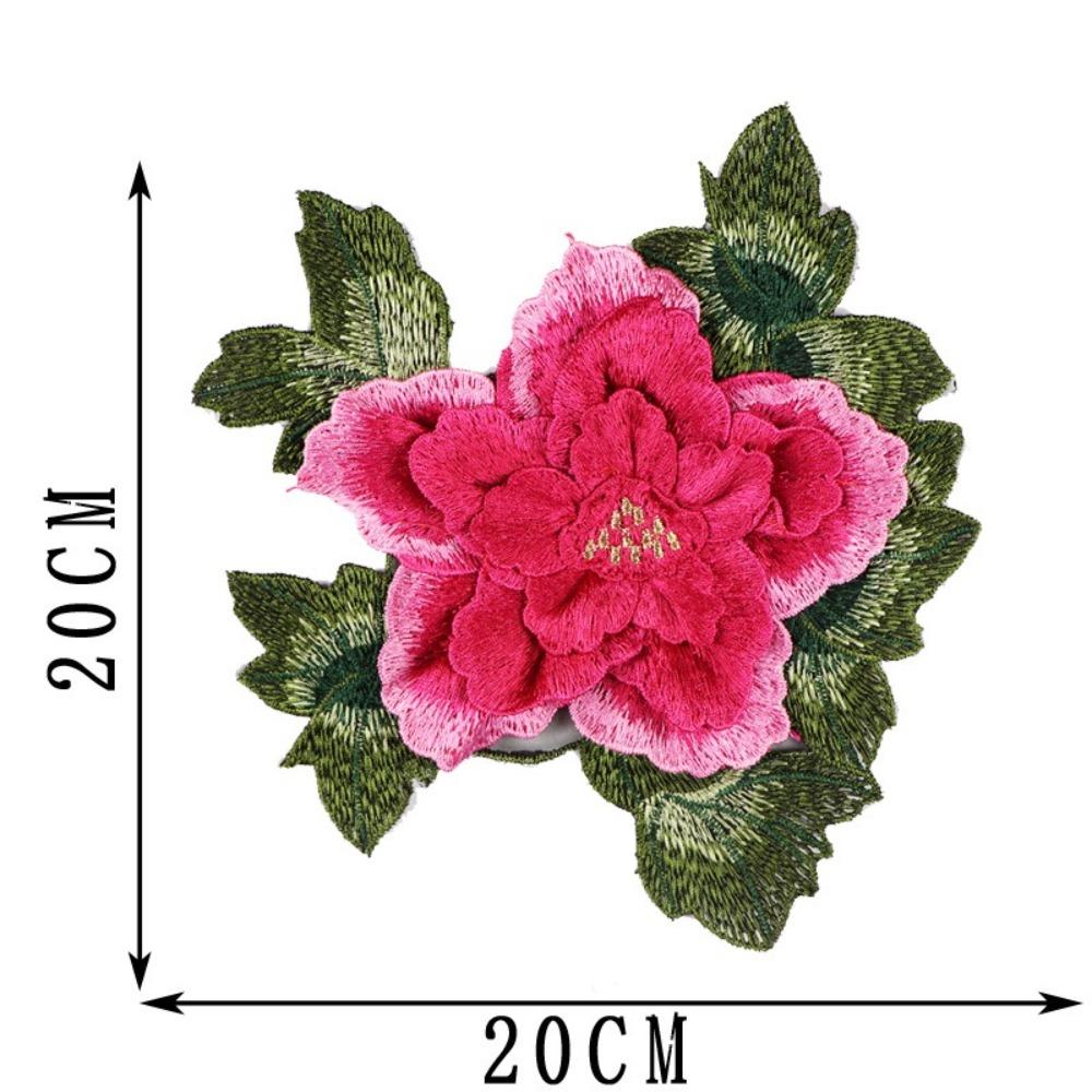 Fashion Elegant Peony Embroidery Patch Floral Embroidery Large Flower Patch Sewing Accessories