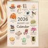 Yousheng 2026 Kalendář s bucket listem 12měsíční nástěnný kalendář s bucket listem se spirálovou vazbou Umělecký plánovač Zápisník s ilustrovanými stránkami Dárek pro přátele