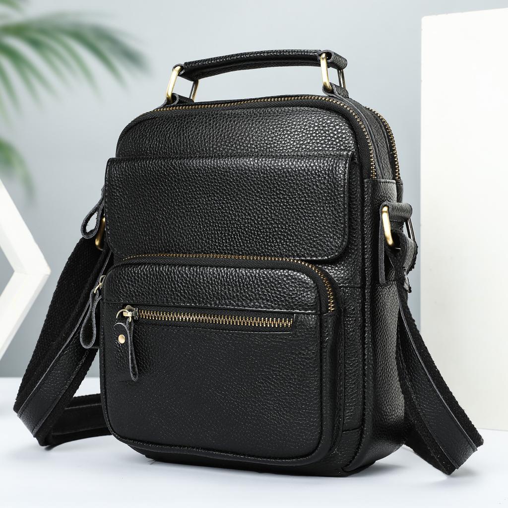 2025 New Men's Leather Crossbody Bag Outdoor Sports Casual Sling Backpack Multi-functional Shoulder Bag Phone Purse for Men