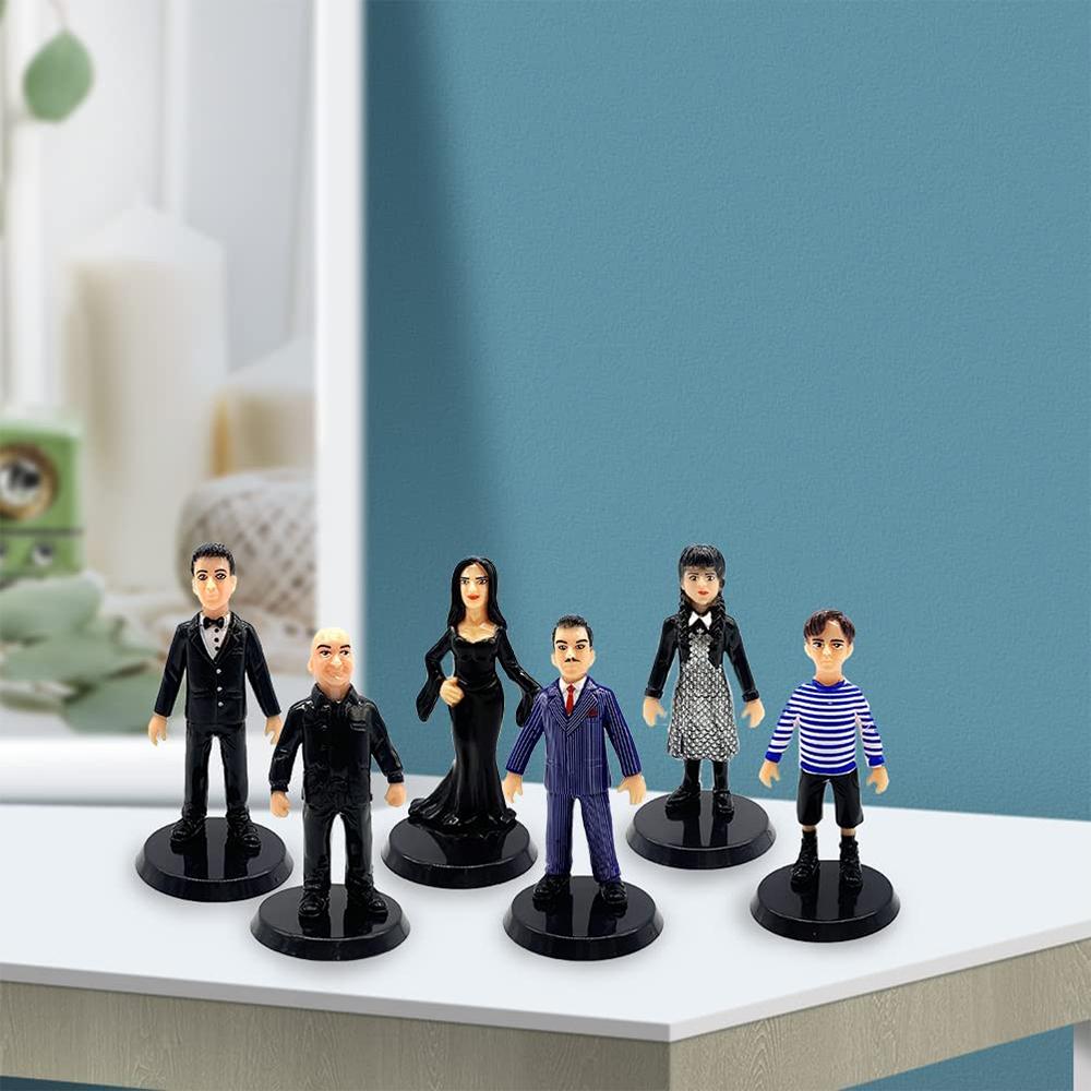 6 Pcs Wednesday Anime Action Figures Cake Toppers For Kids Theme Party Supplies