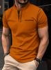 Men Solid Color Short Sleeve Button Slim Fit Casual Mens Polo Shirt