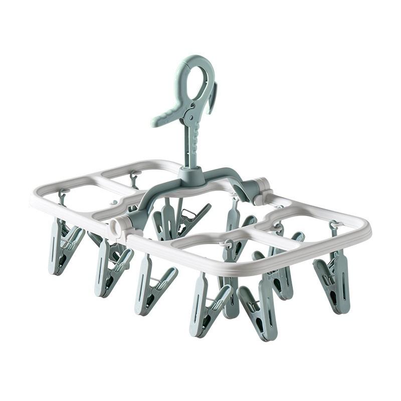 Multi-Functional Clothesline Hanger Baby Windproof Socks Drying Clips Home Underwear Baby Clothes Plastic Hooks Storage Organ... синий