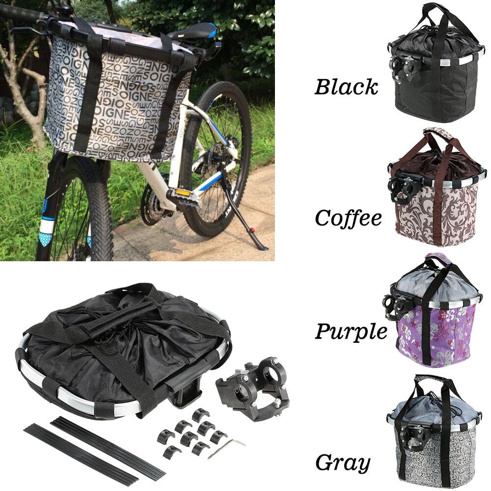 Bicycle Bike Detachable Cycle Front Canvas Basket Carrier Bag Pet Carrier Aluminum Alloy Frame Detachable Basket
