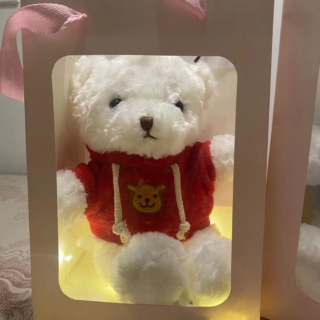 Flash Teddy Bear Plush Toy with Light Bear Doll Gift Box Ragdoll Bear Doll for Girl Birthday Gift