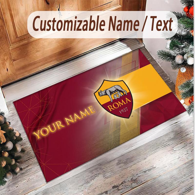 Personalized Crystal Velvet Carpet AS Roma FC Pattern Non Slip Floor Rug