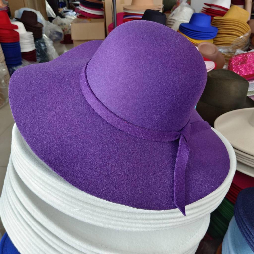 2023 Kapelusz Fedora Szerokie Rondo Filcowa Czapka Letnia Plażowa Damska Dziewczęca Pani Podróżna Miękki Kapelusz Przeciwsłoneczny na Plażę Składany Jeziorny Błękit Fioletowy