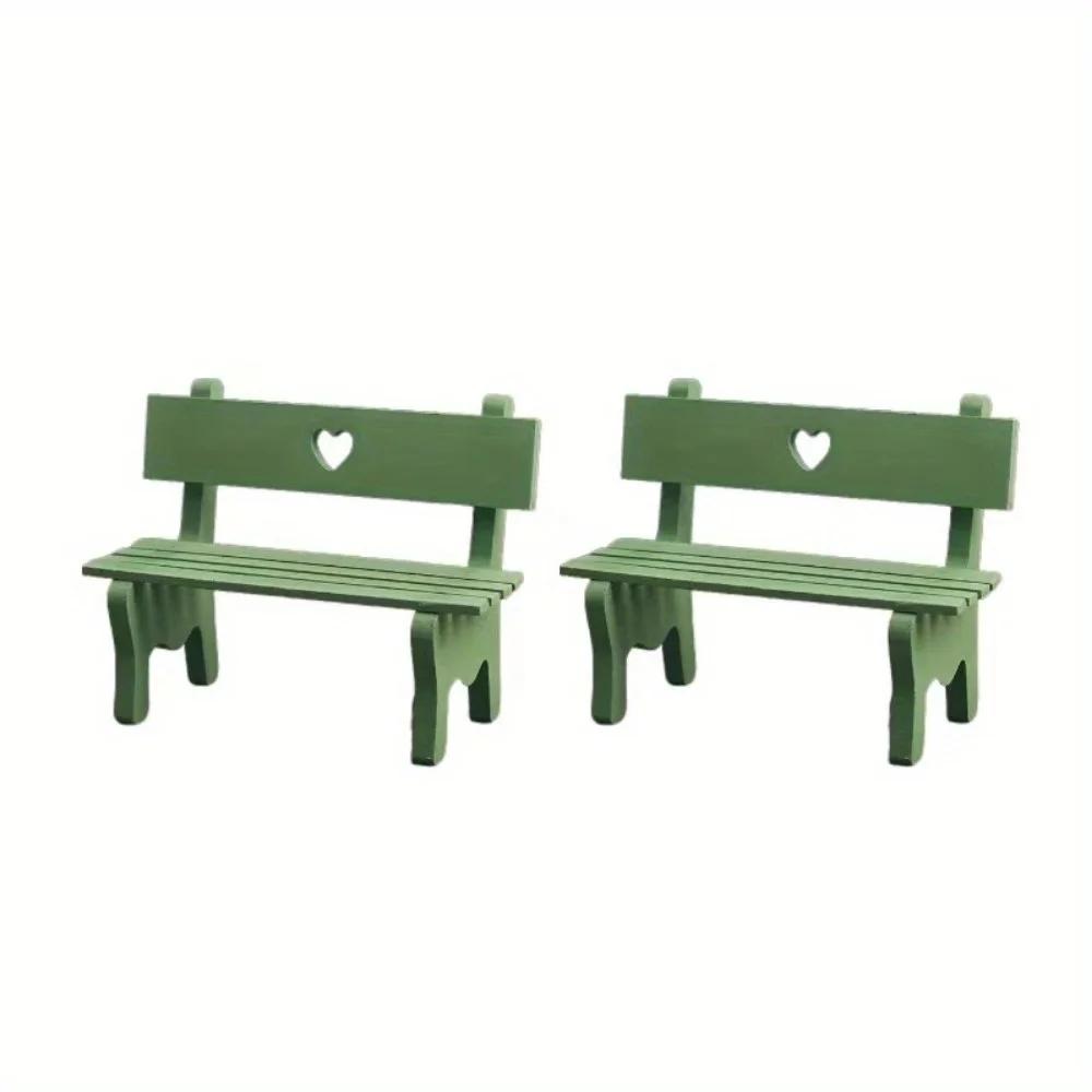 2PCS Dollhouse Miniature Furniture Wooden Garden Beach Chair Model for Dolls House Accessories Decor Toy Fairy Garden Home Decor