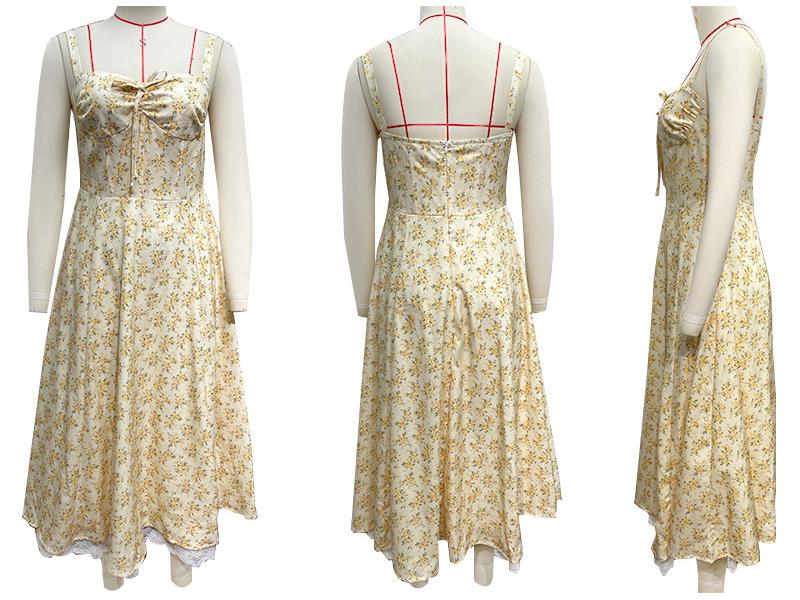 European & American Floral French Style Summer Camisole Dress – Gentle, Slimming Long Floral Dress