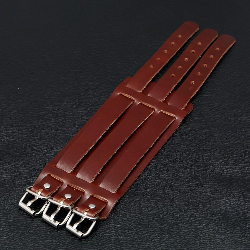 Mens Leather Biker Bracelet Punk Style Geometric Handmade Adjustable Wristband Motorcycle Riding Gear