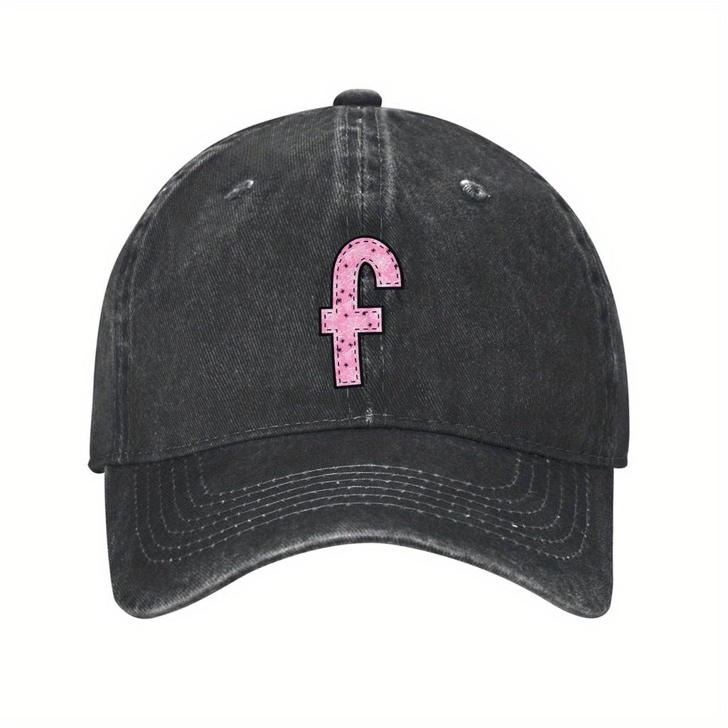 Pink Glitter Letter F Baseball Cap Cotton Dad Hat Adjustable Casual Unisex Adult Gift