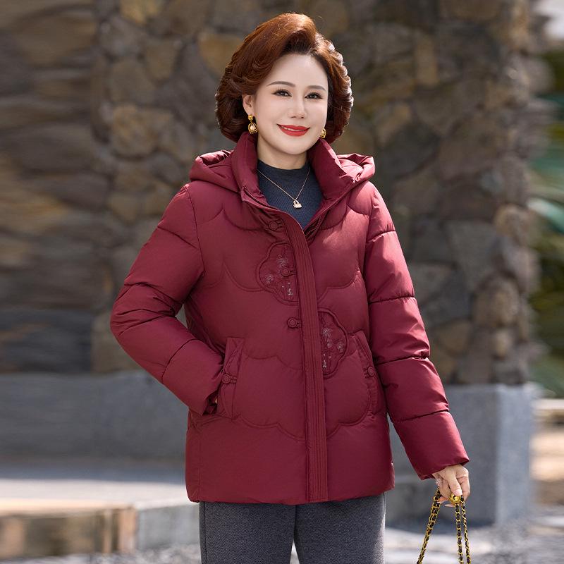 2025 Short Thickened Cotton Jacket for Middle-Aged and Elderly Women - Plus Size, Warm Winter Outerwear