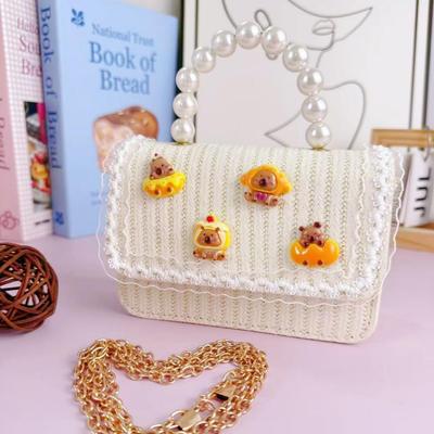 2025 Autumn Capybara Patch Metal Chain Pearl Crossbody Bag for Children