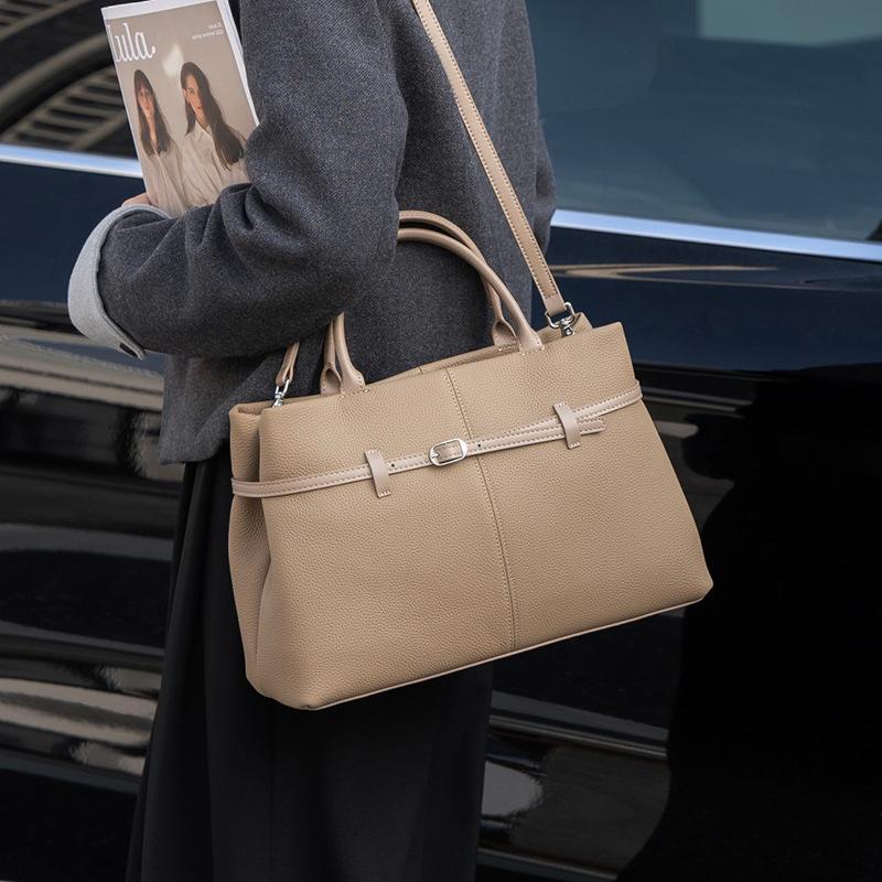 Top Layer Cowhide Crossbody Single Shoulder Large Capacity Genuine Leather Tote for Work Commuter Women's Bag All-in-one Tote Bag
