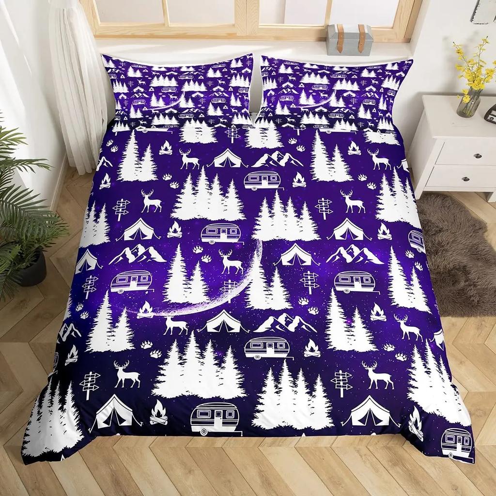 Teal Deer Duvet Cover Set Deer Antlers Bedding Sets Butterfly Safari Animals Comforter Cover Elk Wildlife Christmas Quilt Cover