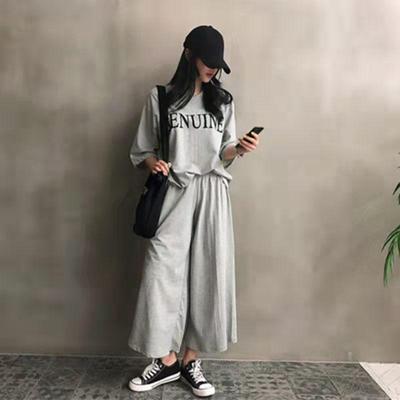 Costum de damă de mărime plus mare Tricou cu mânecă scurtă cu mânecă scurtă, pantaloni largi, costum sport casual, în două piese, costume de jogging pentru fată sportivă, trening